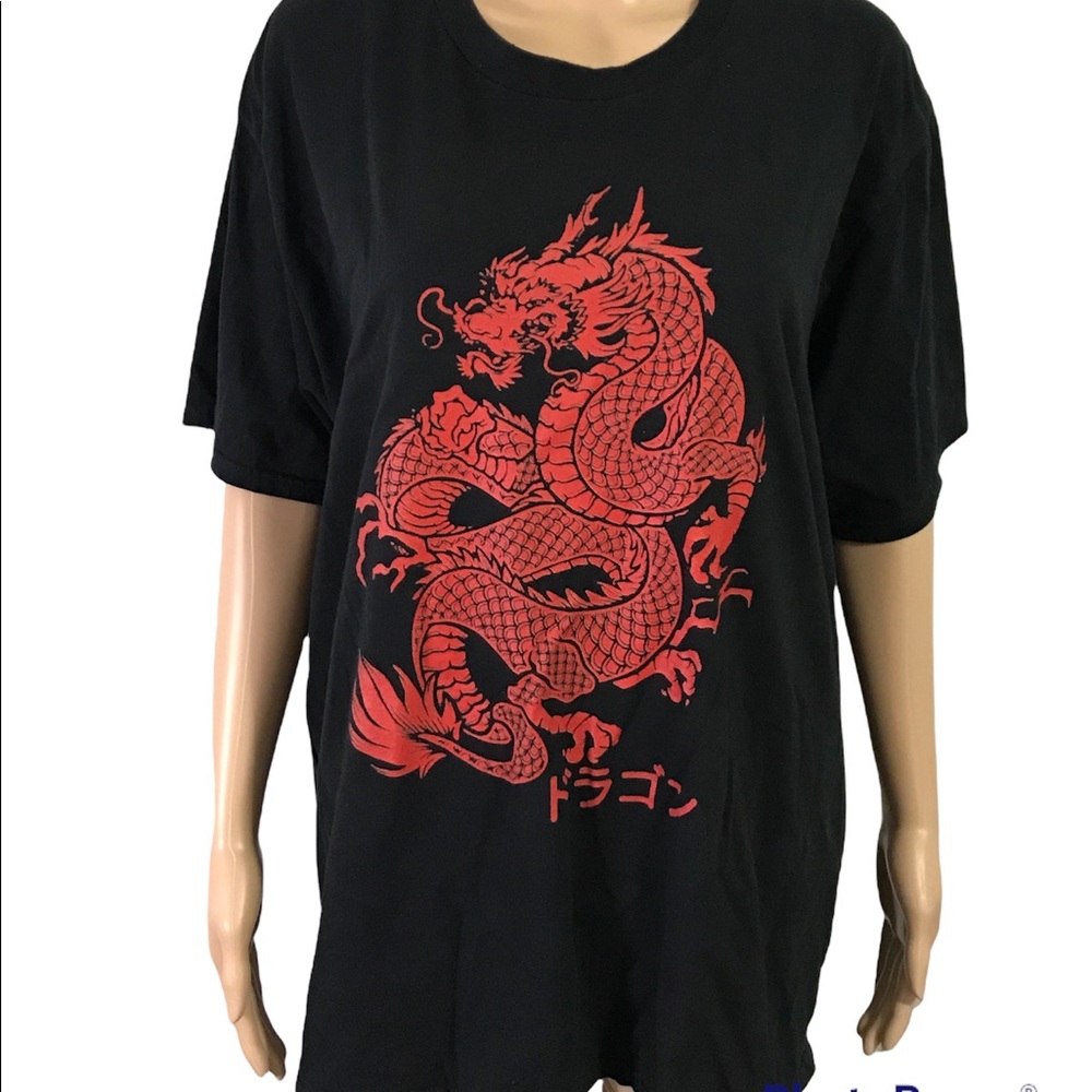 Aesthetic Japanese red dragon symbol kanji Japan Tattoo t shirt